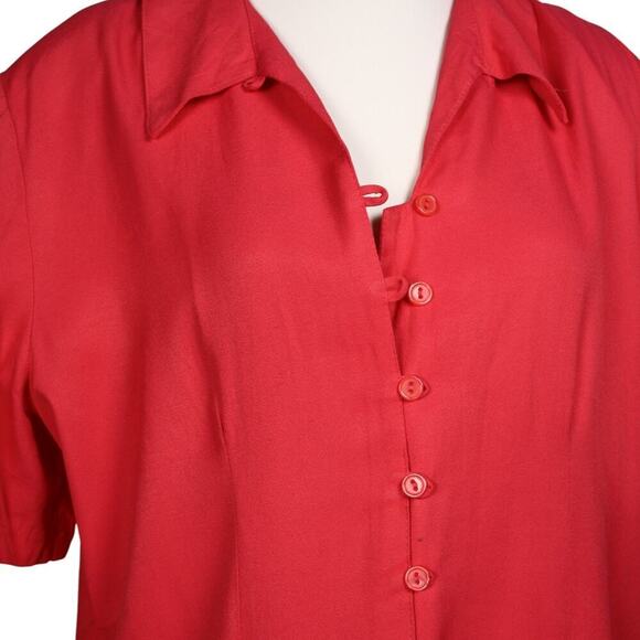 Vintage 80s Impressions Blouse Top Pink Rayon Padded Shoulders Size L - Hey Viv - Picture 5 of 8